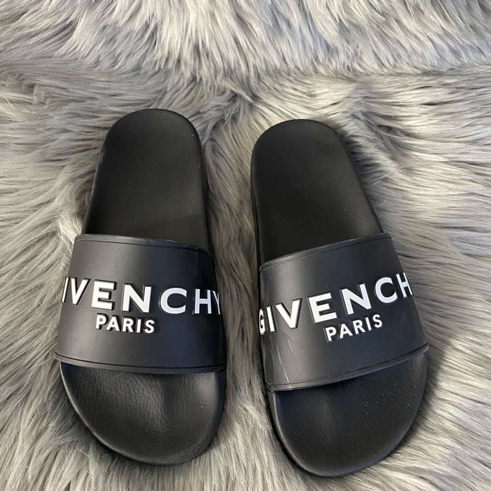 Authentic Givenchy Paris Rubber Slides Black/Whit… - image 3